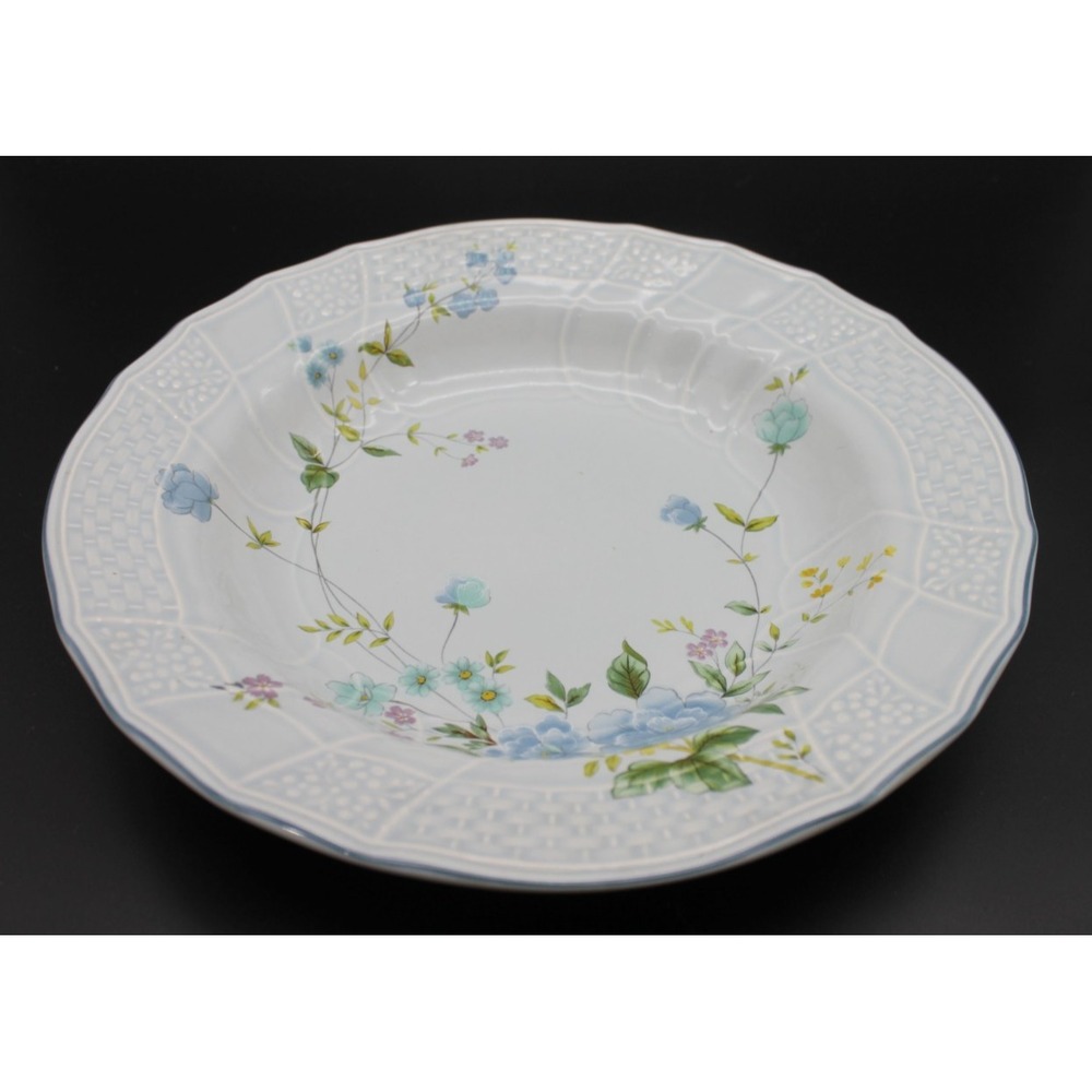 Mikasa Precious Blue Michelle Rim Soup Bowl 9.25" Floral Basket Weave Set of 3